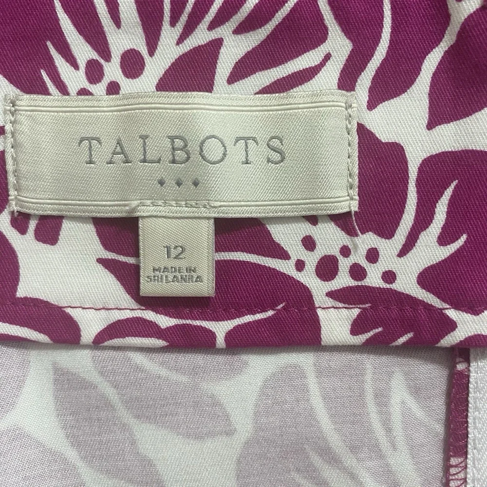 NEW Talbots Skirt Women 12 Purple Floral Scallop Hem Pencil Office Career Preppy